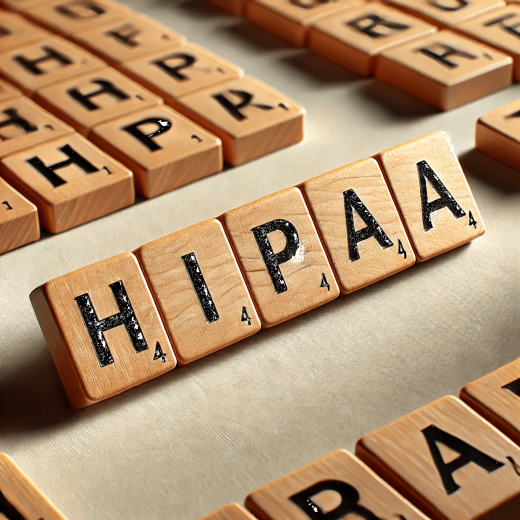 HIPPA spelled out with Scrabble tiles